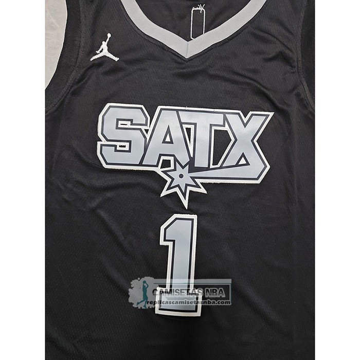 Camiseta San Antonio Spurs Victor Wembanyama NO 1 Statement 2022-23 Negro